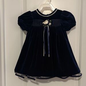 Rare Editions Navy Velvet Formal Dress
